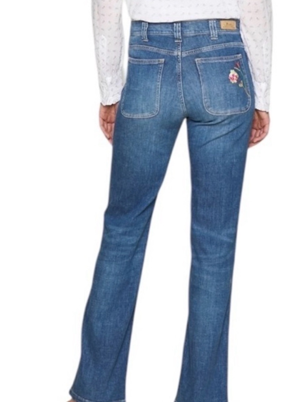 Polo Ralph Lauren Womens Jenn Flare Jeans High Waist Embroidered Size 14w or 32R - Picture 2 of 10